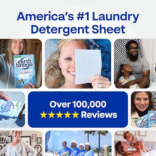 Image of Earth Breeze Laundry Detergent Sheets Island Tropics - 60 Loads - Eco Laundry Sheets - Travel Laundry Soap Sheets for Hot & Cold Cycles - Tackles Tough Stains & Odors - Gentle on Skin, 30 Ct