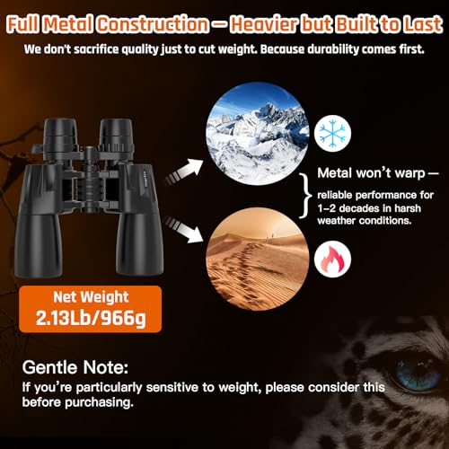 Image of 10-30x50 Zoom Binoculars for Adults High Powered | HD Optics,Waterproof, Fogproof,Military,Bird Watching,Traveling Concerts,Large View,BAK4,FMC Lens,Clear Low Light Vision