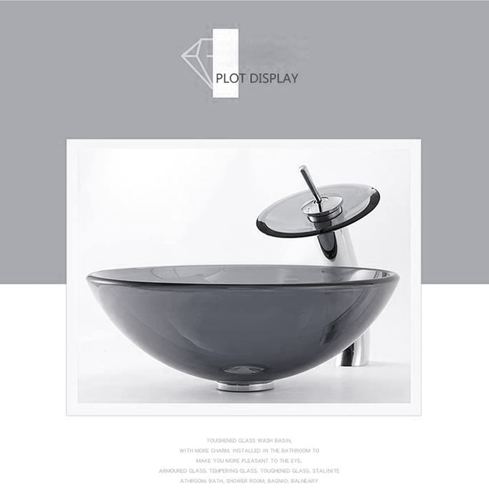 Vasque En Verre Trempé Givré Grassland - Ronde, Pour Salle De Bain / Vanité (Neuf, Boîte Ouverte)