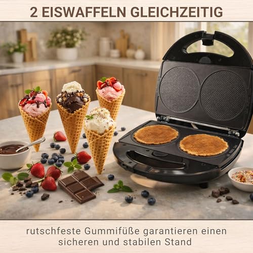 Foto von Syntrox Germany Waffelkegel Maker Waffeleisen Waffelmaker Chefmaker SM-1300W Mini Waffle Cone mit herausnehmbaren Backplatten