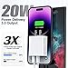 USB C Wall Charger Block 20W, 3-Pack Dual Port PD Power Delivery Fast Type C Charging Block Plug Adapter for iPhone 12/13/14/15/16/17/Pro Max, XS/XR/X, iPad Pro, AirPods Pro, Samsung Galaxy(White)