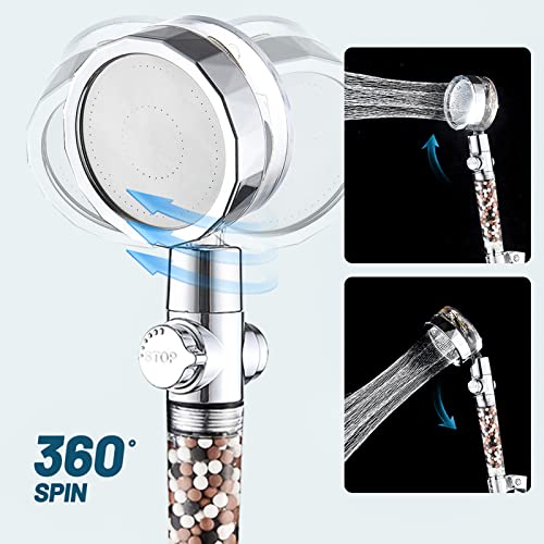 Pommeau de douche haute pression, douchette portable réglable avec pause - 7