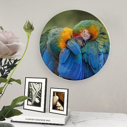 8" Ceramic Decorative Plates for Wall Hanging Bird Parrot Animal Feather Ceramic Plate with with Display Stand Household Plates for Home Office Party Dinner Table Decor Housewarming Gift - Image 6