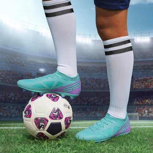 brooman Kids Firm Ground Soccer Cleats Boys Girls Football Shoes with Soccer Socks2