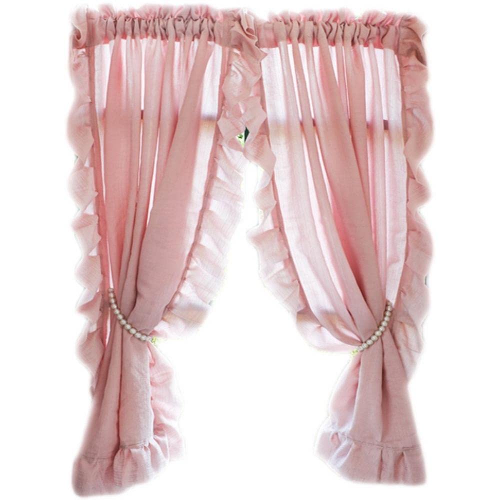 MANQILE Europäische rosa Gardinen für Wohnzimmer Mädchen Schlafzimmer Voile Vorhang mit Rüschen Tüll Hintergrund Fenster Screening, 1pc Pink Tulle Rod Pocket, W100 x H100CM Baby