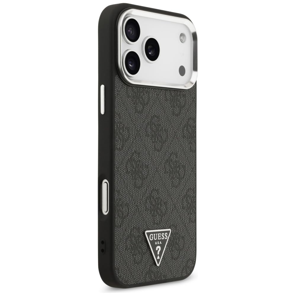 CG MOBILE Guess 4G Triángulo Logo Compatible con MagSafe Funda para iPhone 17 Pro Max (Negro/Plata)
