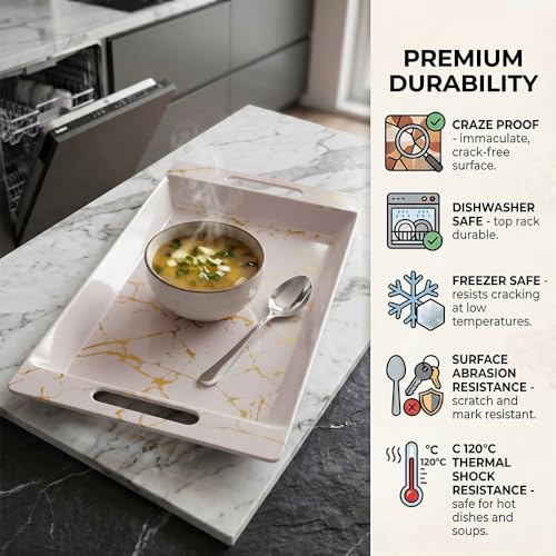 Image of U.P.C Serving Tray Set of 2 / Tray Set for Serving Premium Printed Tray for Serving /Multi-Use Serving Plate (Small, Medium)