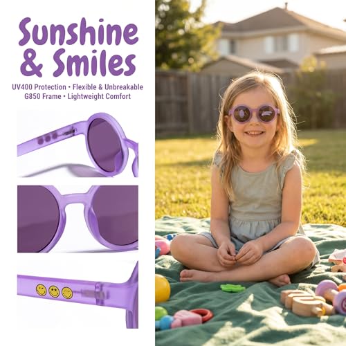 Image of SMILEYWORLD Kids Sunglasses for Boys Girls Age 3-12 UV400 Protection Sunglasses, Flexible Lightweight Shades
