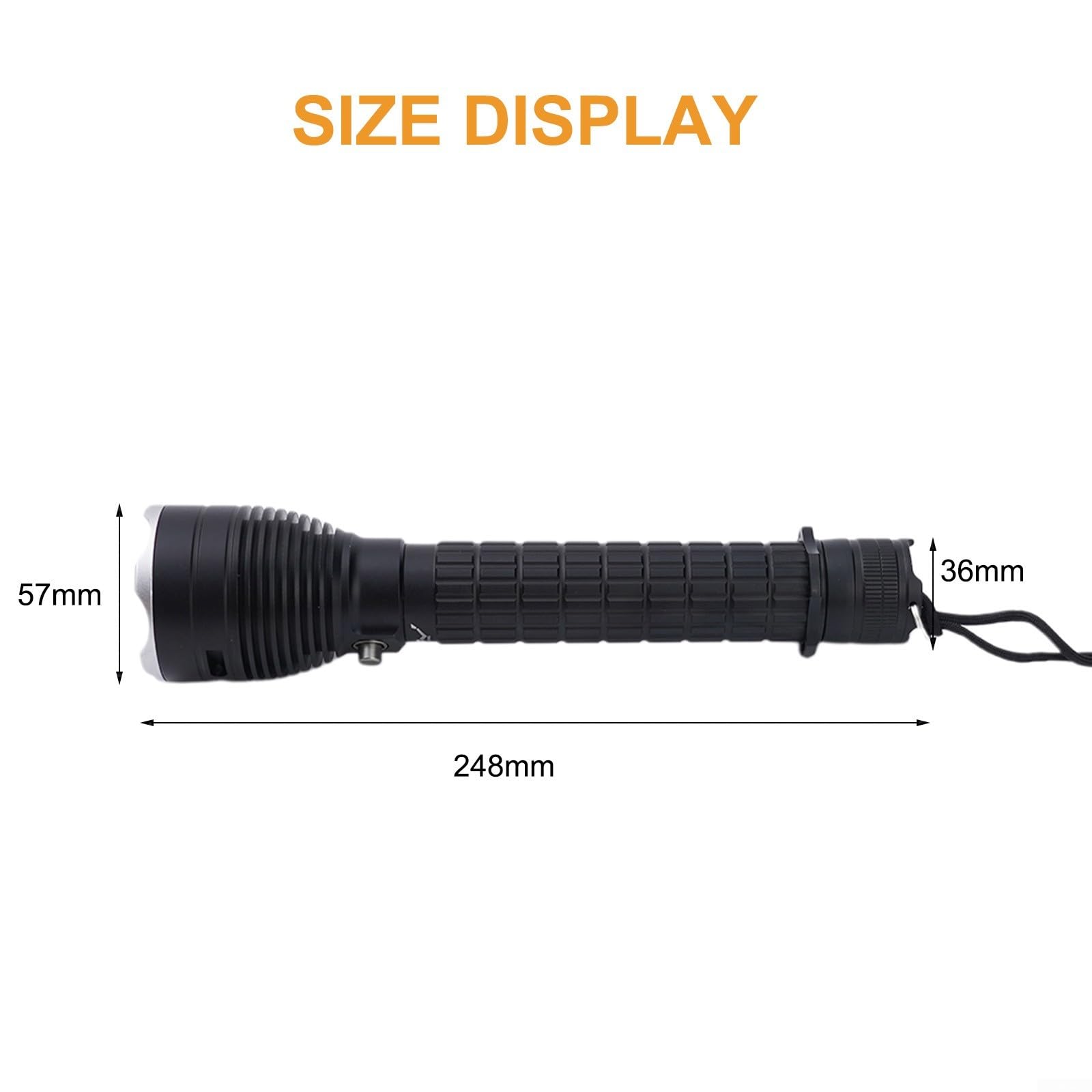 Torcia subacquea P70 LED, 4000 lumen, impermeabile, per attività all'aperto come immersioni e pesca (F)