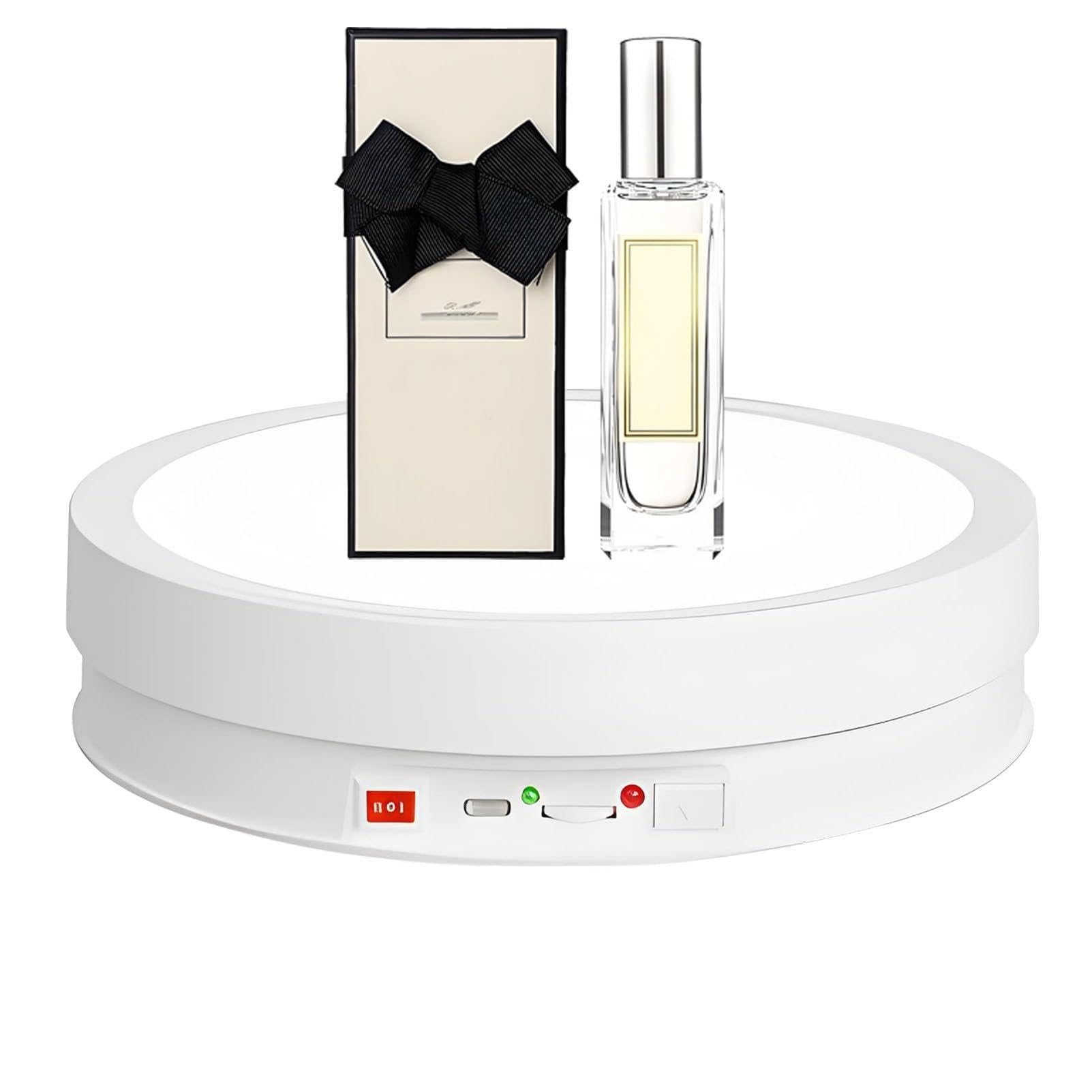 Piatto Girevole Elettrico, Espositore Girevole Elettrico A 360 Gradi, con Telecomando Velocità Regolabile Direzione, per Esposizione Di Gioielli E Orologi. White