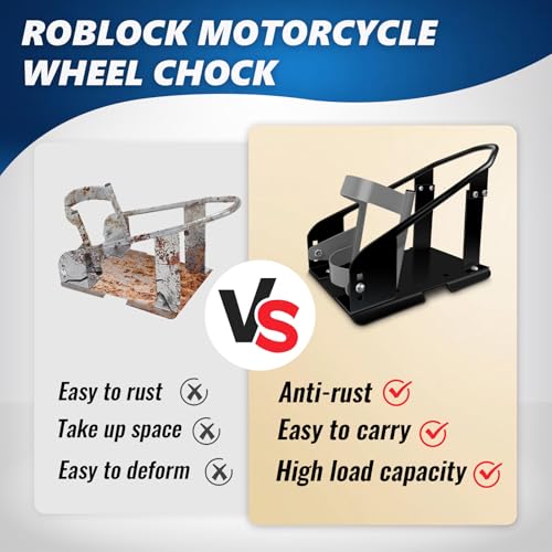 ROBLOCK Heavy Duty 1800 lbs Capacity Motorcycle Front Wheel Chock with 3 Height Adjustments