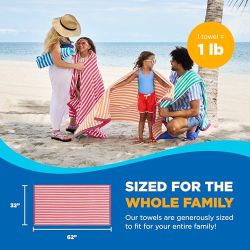 Kaufman - Colorful Racing Striped Beach & Pool Towel - Extra Large Beach Towel - Soft & Absorbent 100% Cotton Towels - Assorted Colors - 30" x 60" - 4 Pack 5