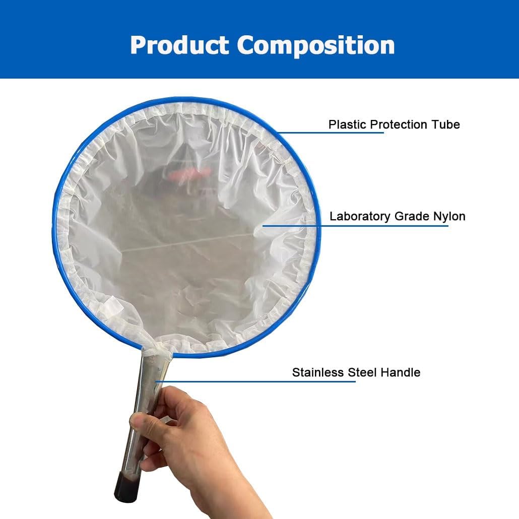 40-400 Fine Mesh Plankton Net - 30cm Nylon Sampling Net for Rotifer, Fish Egg & Aquatic Organism Collection Experimental Filter Landing Net