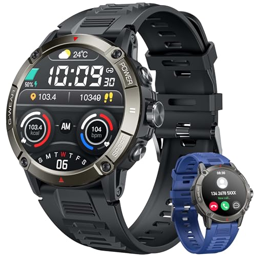Reloj Inteligente Hombre Smartwatch Llamadas: 1.54'Smart Watch con Pulsometro Presion Arterial Fitness Running Impermeable Podometro Pulsera Actividad Reloj Deportivo Hombre para Android iOS (redondo)
