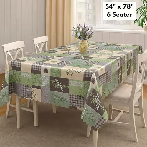 Image of Dakshya Industries PVC Waterproof Dining Table Cover 54x78 Inch for 6 Seater | Floral Printed Washable Oilproof Dustproof Table Cloth for Home Kitchen Dining Table (Copper Charm)