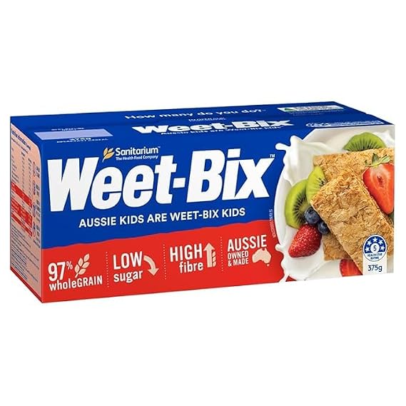 97% Whole GRAIN Weet-Bix Cereal (Pack Of 24 x 375kg Box) Delicious as Part of Breakfasts Or Snacks From Australia