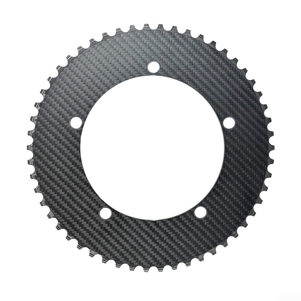 Gdfnmogo Corona a ingranaggi fissi in fibra di carbonio BCD144 49-64T Pignone leggero, per bici da pista e guida quotidiana, volano ad alta resistenza (58T)