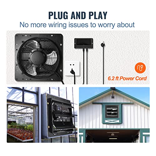 image for VEVOR Shutter Exhaust Fan, 10'' Wall Mount Attic Fan with Temperature 