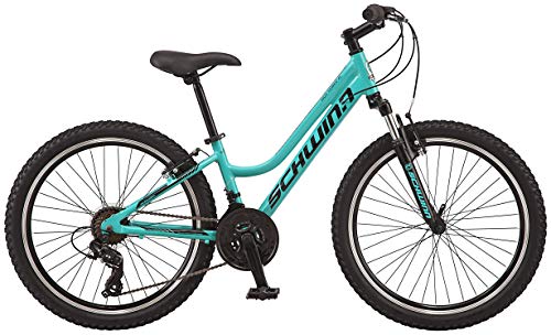 Image of Schwinn High Timber AL Mountain Bike for Youth Boys Girls, 24-Inch Wheels, 21-Speeds, Front Suspension, Aluminum Frame and Alloy Linear Pull Brakes, Teal