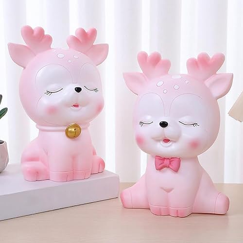 Miniatura 7 de Lindo banco de dinero de ciervo, alcancía para niñas, de plástico irrompible, alcancía rosa para ahorrar dinero, decoración del hogar, habitación,