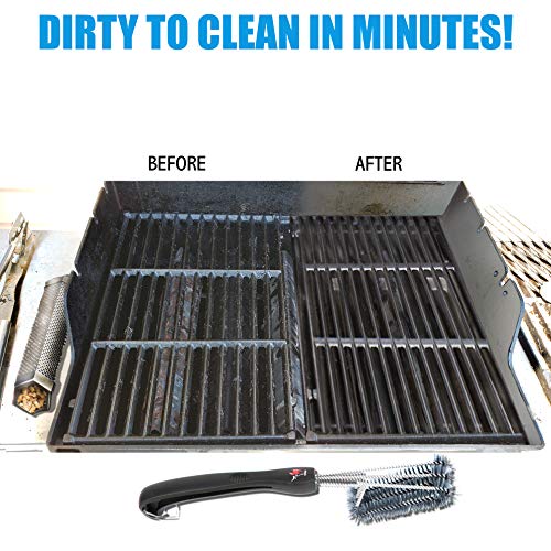 Kona 360 Clean Grill Brush - A Clean Grill In 30 Seconds Or Less - 18 Inch Best Bbq Brush - Stainless Steel 3-In-1 Grill Cleaner For Effortless Cleaning #TOP4