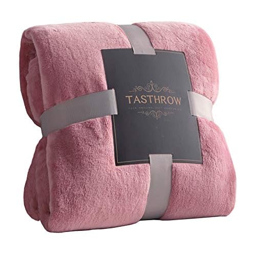 TASTHROW Large Flannel Fleece Throw Blanket, 50×70 Inch – Cozy Lightweight Thick Blanket – All Seasons Suitable for Women, Men and Kids (Pink)