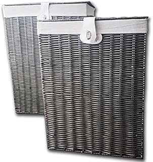 EGL Elex Set of 2 Wicker laundry Basket Storage Basket Box with Lid & Lock Decorative Kitchen Bathroom Hamper Bedroom Organiser Grey