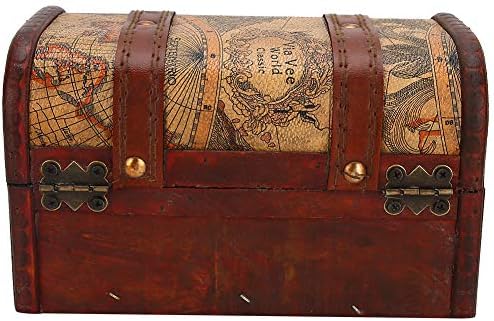 Buachois Vintage Wooden Storage Box Antique Treasure Chest Decorative Jewelry Toy Storage Box Pirate Chest Very Suitable for Organizing a Treasure Hunt with Kids(2#)