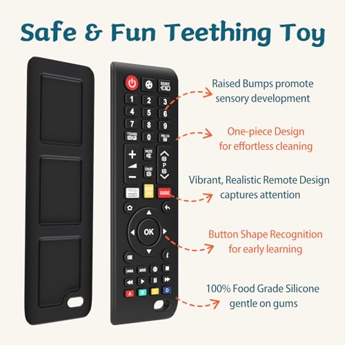 Image of Baby Remote Toys for 0-6, 6-12 Months, Food Grade Silicone Teething Toys,Chew Toys for Babies 3-24 Months, Upgraded TV Remote Control Shape Teether Toys for Baby and Infants