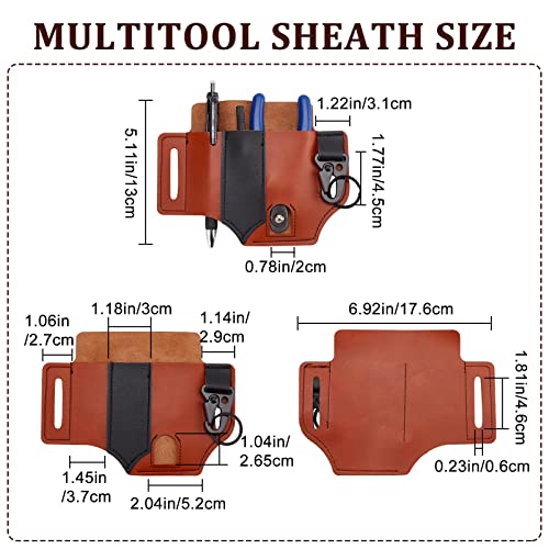 Image of GORGECRAFT Leather EDC Pocket Organizer for Men Leatherman Pen Holder Sheath Key Fob Flashlight Sheath Holster EDC Leather Pouch Multitool Sheath for Belt（Black）