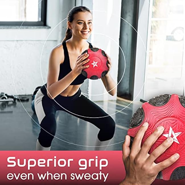 Yes4All Medicine Ball with Dual Texture Grip, Weighted Medicine Ball for Workouts Exercise Balance Training, Core Strength, Balance and Coordination Exercise, Non-Slip Rubber Shell with 6/8/10/12LBS