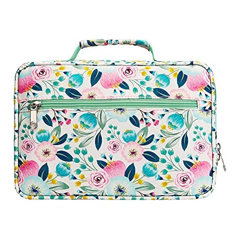 Bible Covers Case for Women Girls Scripture Adventure Study Journal Holy Book Carrier Carrying Bag Protector Large with Pocket Kid Ladies Teenage Gift Prayer Floral Tote Standard Size Soft (Flower) Cover
