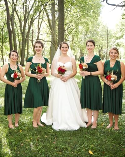 Image of Women's Short Convertible Dress with Bandeau High Low Infinity Bridesmaid Dresses Multi-Way Transformer Formal Dress