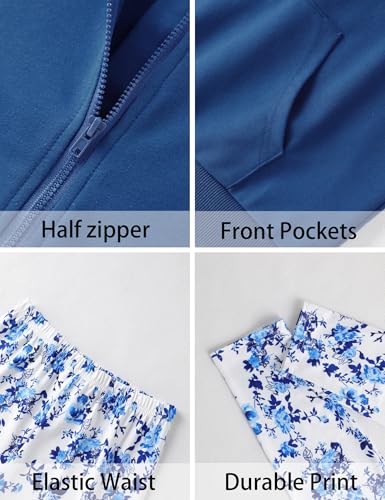 Image of Girls Clothes 2Pcs Outfit Set with Zip-up Top and Trendy Printed Pants Teen Girl Clothes 6-14Y