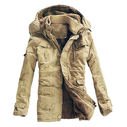 Veste polaire chaude homme manteau hiver kaki grand confort