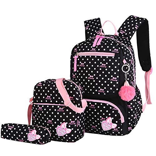 Waroomss Mochila de Lona Impermeable Mochila Escolar para niñas Mochila de Tres Piezas Mochila de Gran Capacidad Mochila Casual Bandolera para Estudiantes