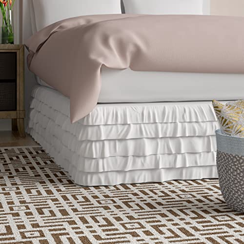 Elegant-Comfort-Luxurious-Premium-Quality-1500-Thread-Count-Wrinkle-and-Fade-Resistant-Egyptian-Quality-Microfiber-Multi-Ruffle-Bed-Skirt-15inch-Drop-Queen-White Elegant Comfort Luxurious Premium Quality 1500 Thread Count Wrinkle and Fade Resistant Egyptian Quality Microfiber Multi Ruffle Bed Skirt 15inch Drop Queen White