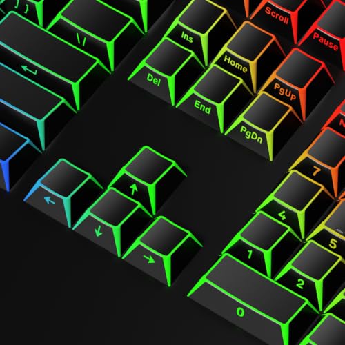 Image of Fogruaden PBT Keycaps Set, Cherry Profile Side Print Keycap for Mechanical Keyboard Keycaps(ZheYing-Black)