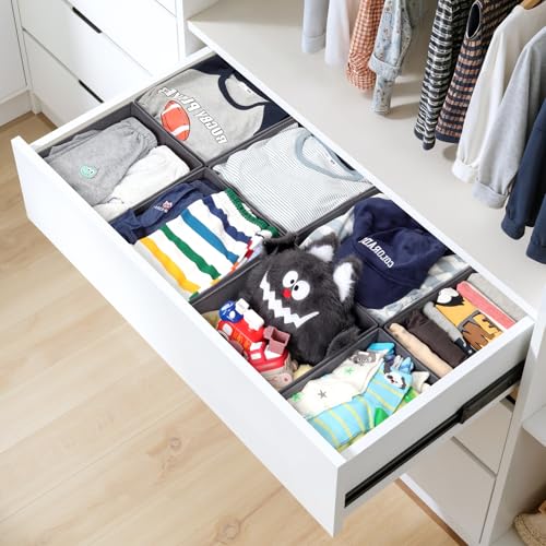 LAJIAKE 8er Set Schubladen Organizer passend für PAX Kleiderschrank 100×58 cm Faltbar Schubladeneinsatz für Kleidung & Kinderkleidung, modulares Design, stabil, Grau