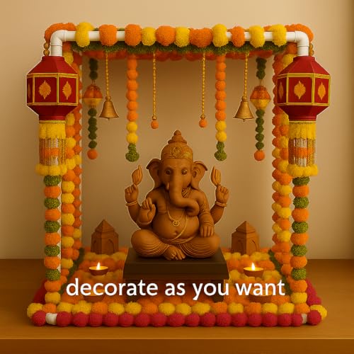 Image of White DIY Mandap Tent Frame, Decorative Stand for Ganesh Chaturthi, Pooja Festivals, Home Decor (16Inches Cube)