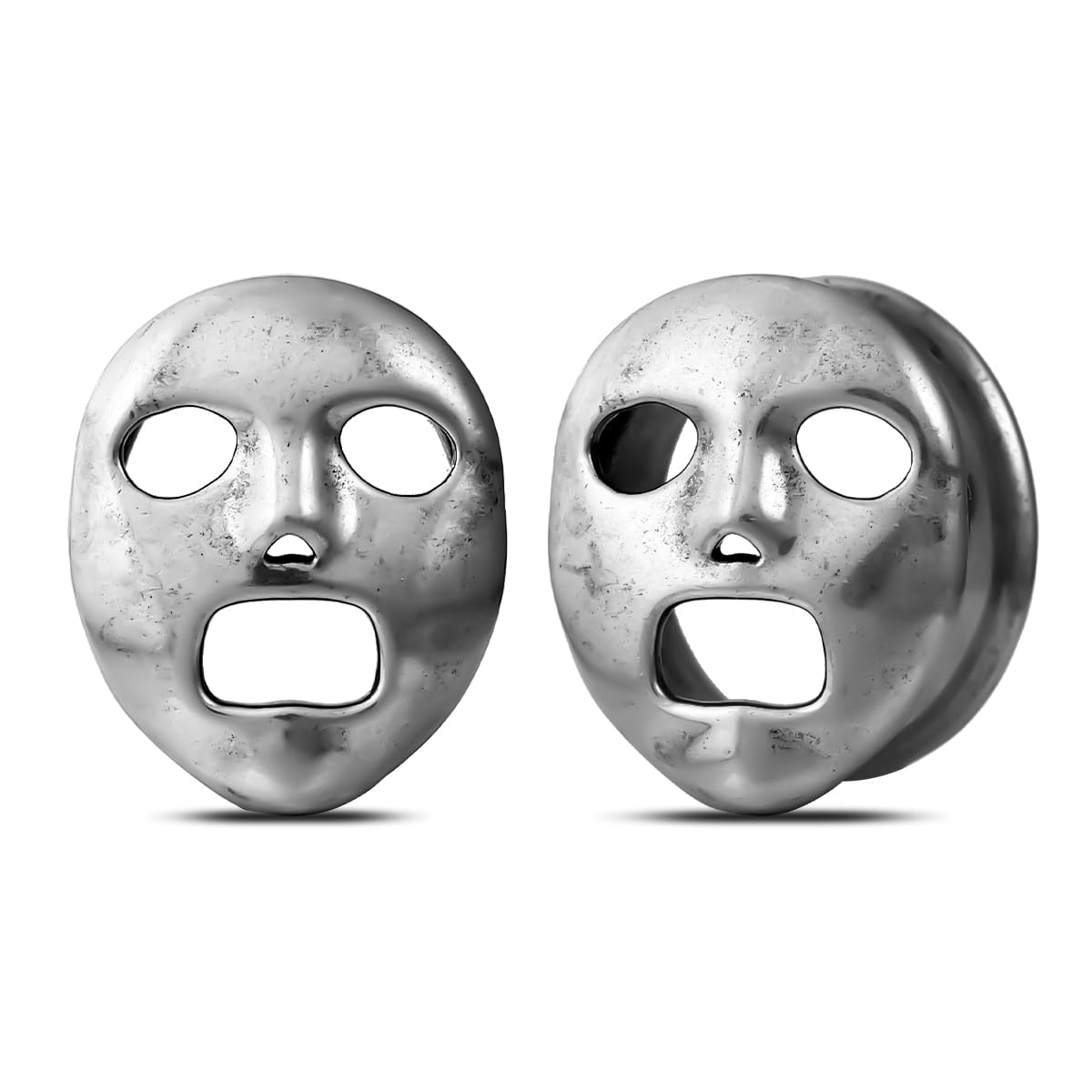 PONWAG 2PCS Brass Double Flared Plug Gauge for Face Mask - Cool Tunnels, Punk Unique Stretcher Expander - Ear Body Piercing Jewelry for Women and Men