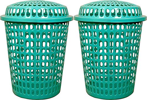 Image of 2 Royal Laundry Basket with Lid, Cap - Durable (Unbreakable) 50L (Royal Green, Royal Green)