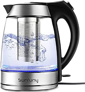 Electric Glass Water Kettle with Filter Tea Infuser, 1.7Liter Cordless Tea Kettles 2200W Fast Boil Hot Water Boiler Heater LED Illuminated with Stainless Steel Lid, Auto Shut-Off for Home, Gift