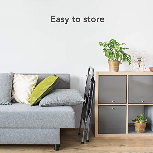 Delxo Folding Step Stool- 2 Step Ladder with Anti-Slip Pedal, Hold Up to 330LBS Lightweight and Multi-Use for Household and Kitchen Small 2 Step Stool Steel Grey