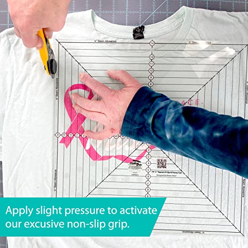 Creative Grids 12-1/2in Square It Up or Fussy Cut Square Quilting Ruler – CGRSQ12 – Made in USA, Non-Slip Grip Acrylic Quilting, Sewing, Crafting, Patchwork Ruler & Template
