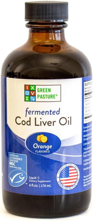 Green Pasture – Fermented Cod Liver Oil Liquid – 6 fl. oz. – Orange