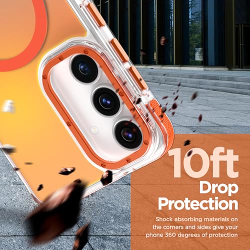 Image of Magnetic Case for Samsung Galaxy S25 FE 5G [Compatible with Magsafe] [Cute Fashion Fluorescent Design] [1 Screen Protector] Slim Translucent Matte Case for Galaxy S25 FE 5G 6.7 inch, Orange
