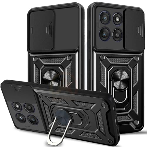 Image of Armor Bumper Back Cover Case for Motorola Moto Edge 60 Stylus 5G Rotating Camera Cover, Ring Holder & Kickstand | Heavy Duty & 360 Degree Protection Back Cover (Black)