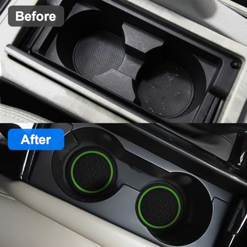 Image of Mandark 4PCS Car Cup Holder Coasters, 2.75 Inch Non-Slip Insert Water Bottle Holder Pads, Dustproof Automotive Interior Accessories Mat, Universal for Vehicles, Trucks, RVs and More (Black /Green)