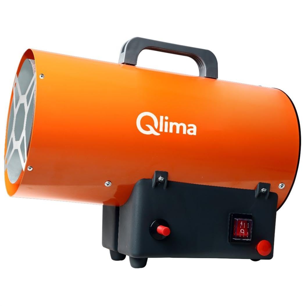 Qlima GFA1010 Riscaldatore Stufa a Gas ad Aria Forzata Termoventilatore Industriale Alta Potenza a Butano o Propano Accensione Rapida Generatore Calore Istantaneo con Ventola 10Kw 160m3 730gr/h